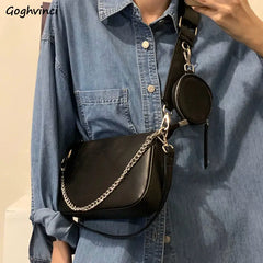 Square Crossbody Leather Shoulder Bag with Money Bag Chain