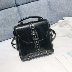 Retro Rivet Winter Backpack Female Large-capacity Handbag