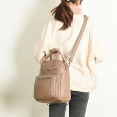 Women's Multifunctional Backpack: Large Capacity PU Leather Handbag for Girls