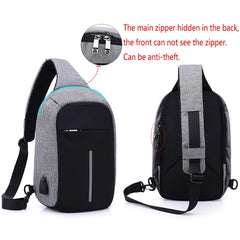 Canvas Sling Bag Women Anti-theft Rechargeable Travel Shoulder Bag