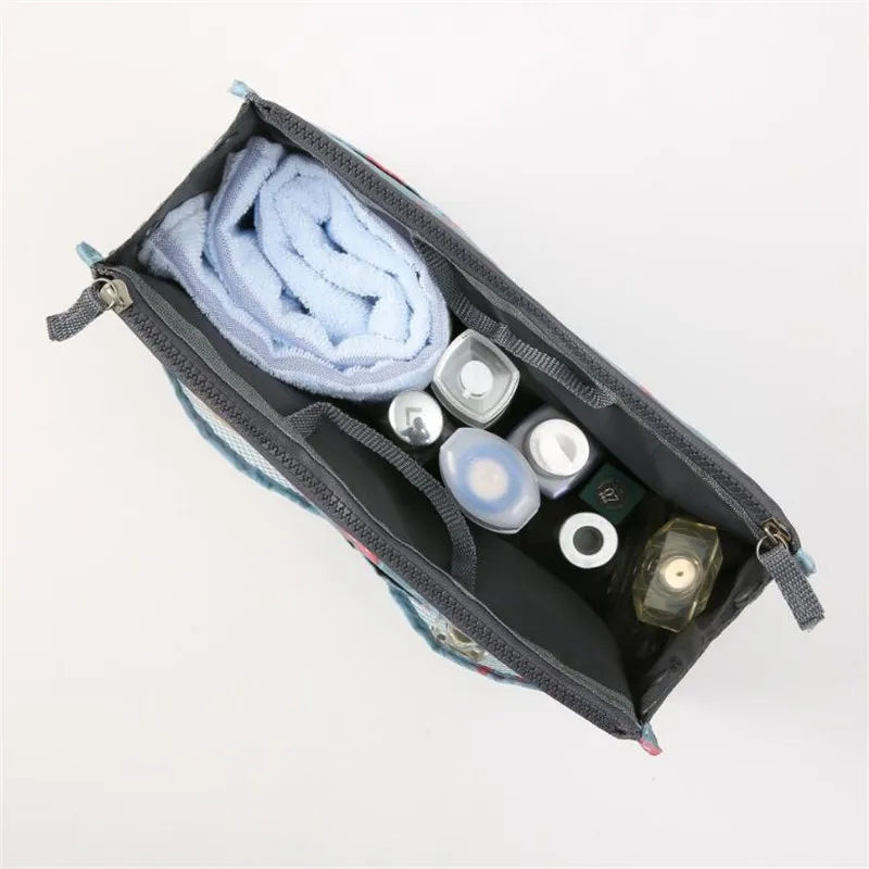 Nylon Double Zipper Travel Organizer Handbag Large Capacity Storage