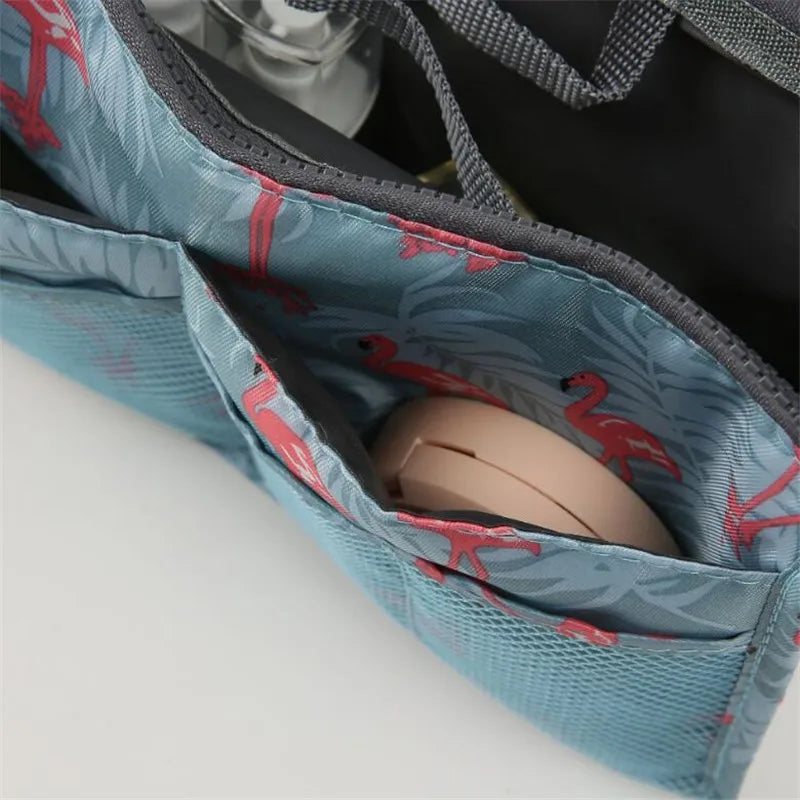 Nylon Double Zipper Travel Organizer Handbag Large Capacity Storage