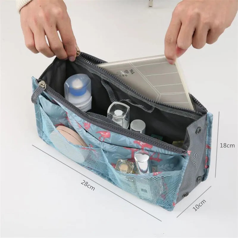 Nylon Double Zipper Travel Organizer Handbag Large Capacity Storage