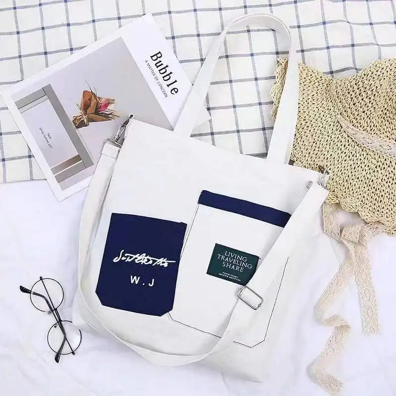 Canvas Shoulder Bag Large Capacity Handbags Women Tote Shopping Crossbody Bags
