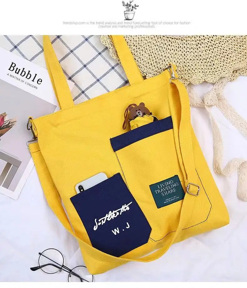 Canvas Shoulder Bag Large Capacity Handbags Women Tote Shopping Crossbody Bags