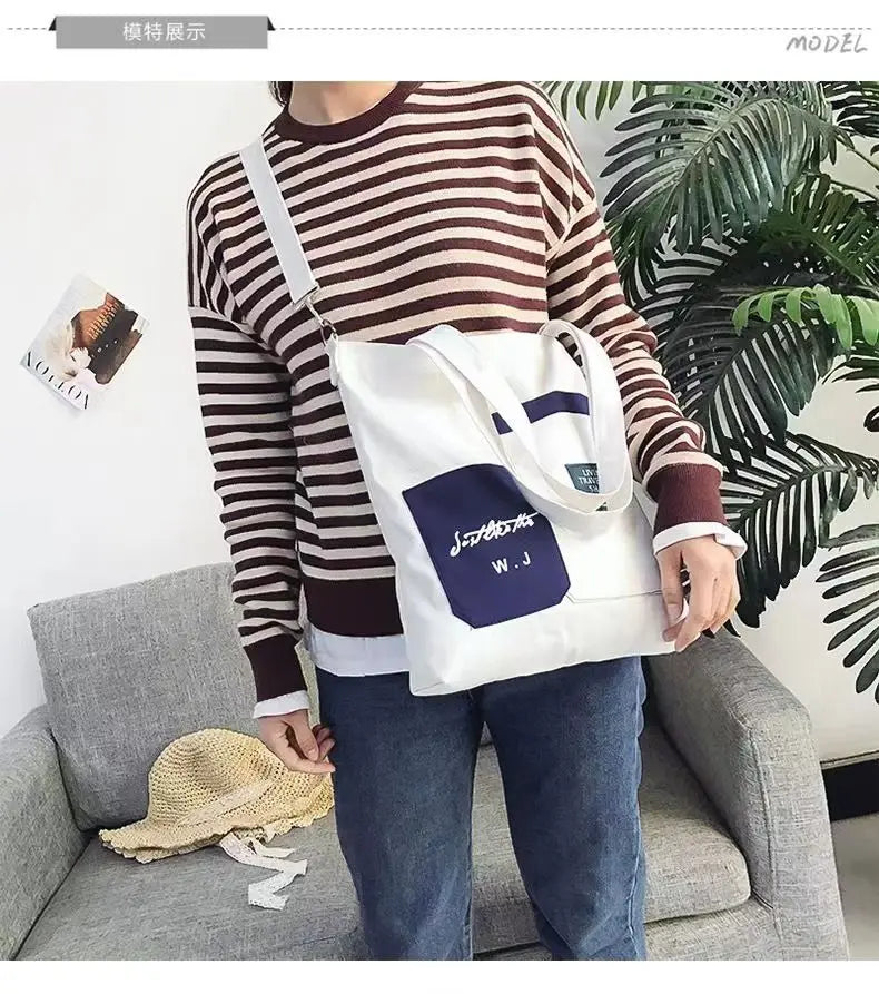 Canvas Shoulder Bag Large Capacity Handbags Women Tote Shopping Crossbody Bags