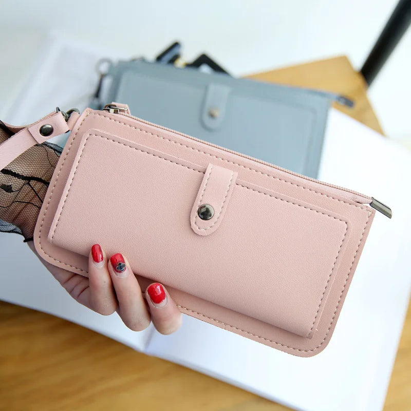 Women's PU Leather Long Wallet Multi-card Clutch Zipper Wallet