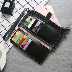 Women's PU Leather Long Wallet Multi-card Clutch Zipper Wallet