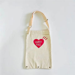 Foldable Double Human Heart Bag Canvas Backpacks
