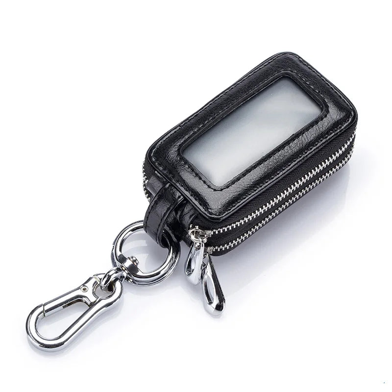 Leather Key Wallet Unisex Bag Key Holders Double Zipper Keychain Case