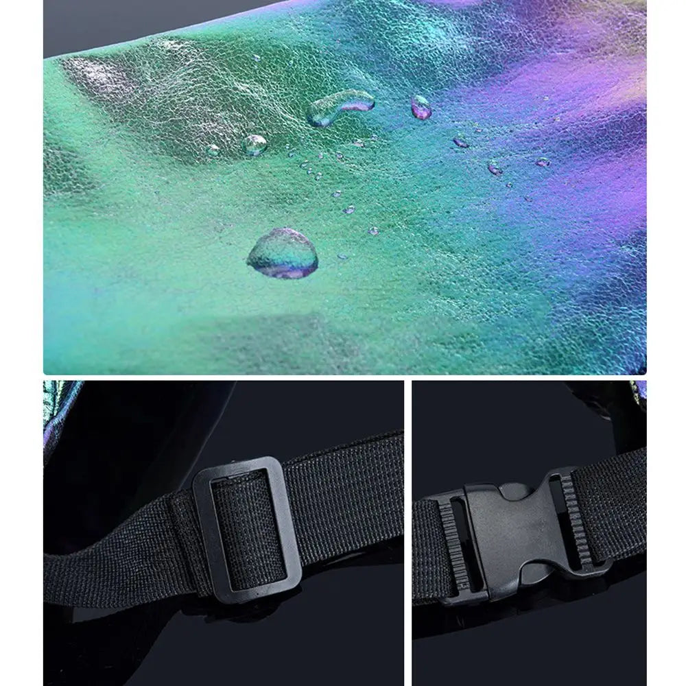 Laser PU Travel Fanny Pack Zip Waist Bags Hologram Banana Hip Bum