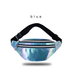 Laser PU Travel Fanny Pack Zip Waist Bags Hologram Banana Hip Bum