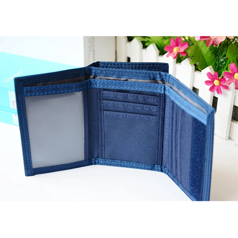 Men's Canvas Student Wallet Zipper 3 Fold Purse 4 Colors X102