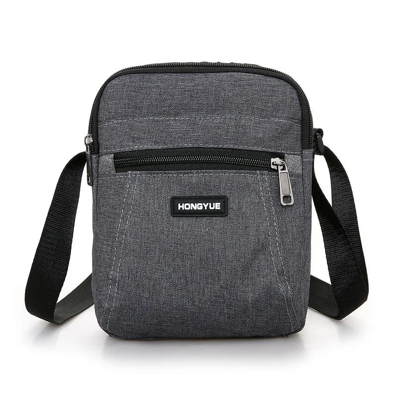 Men's Canvas Messenger Bag Zipper Closure Solid Casual Shoulder Bag
