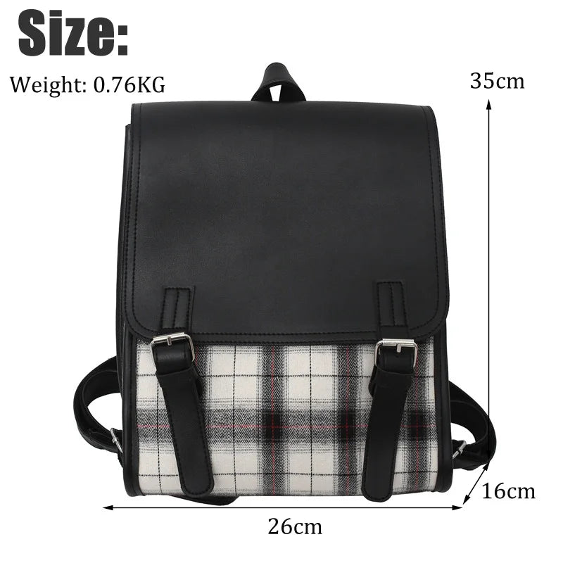 Teenager Laptop Backpack Lattice School Bag High Student Boy Girl Schoolbag