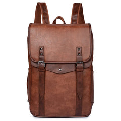 Vintage Waterproff Backpack Men School Bags Leather Travel Laptop Bag