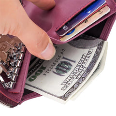 Zippered Car Key Purse Leather Wallet Man Woman F1109