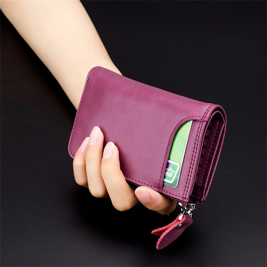 Zippered Car Key Purse Leather Wallet Man Woman F1109