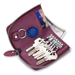 Zippered Car Key Purse Leather Wallet Man Woman F1109