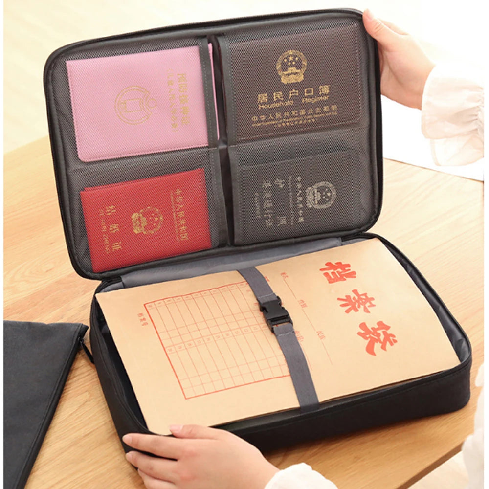 Multipocket Business Travel Bag Waterproof Document Storage Handbag