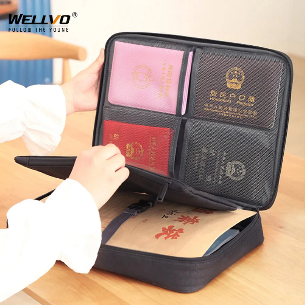 Multipocket Business Travel Bag Waterproof Document Storage Handbag