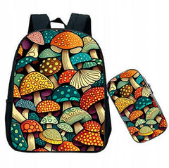 Mushroom Backpacks Kids Vintage Vegan People Life Schoolbags Boys Girls 12 Inch