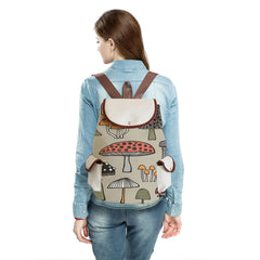Harajuku Mushroom Linen Drawstring Backpack