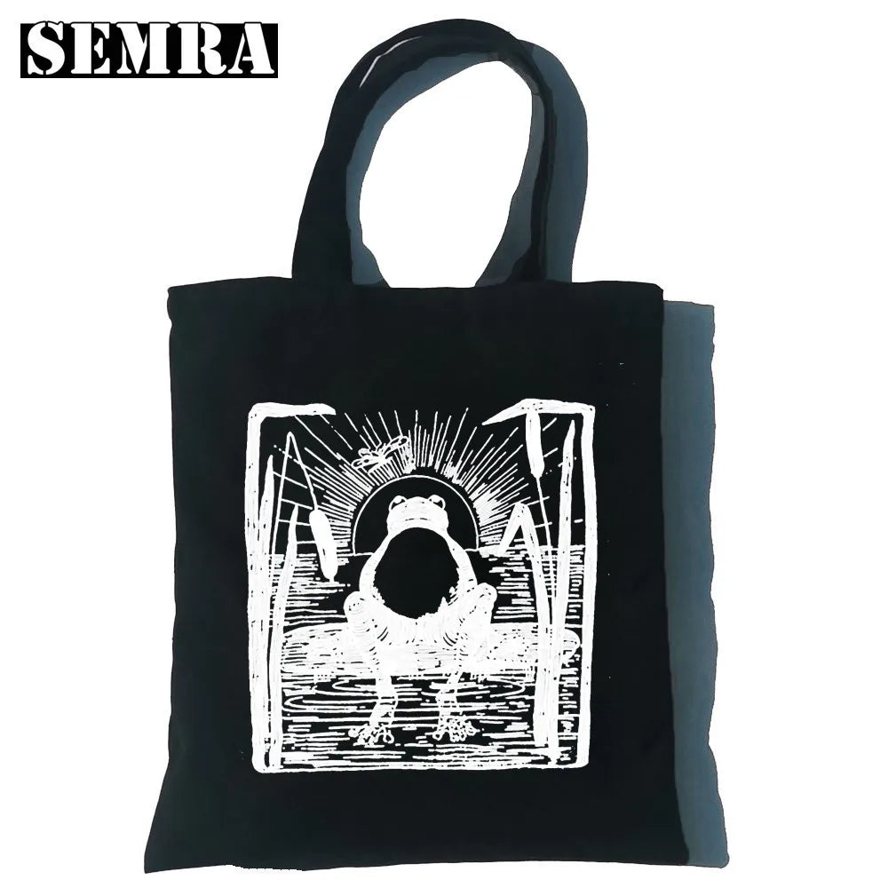 Mushroom Moon Cartoon Women Tote Bag Large Capacity Classic Shoulder Handbag