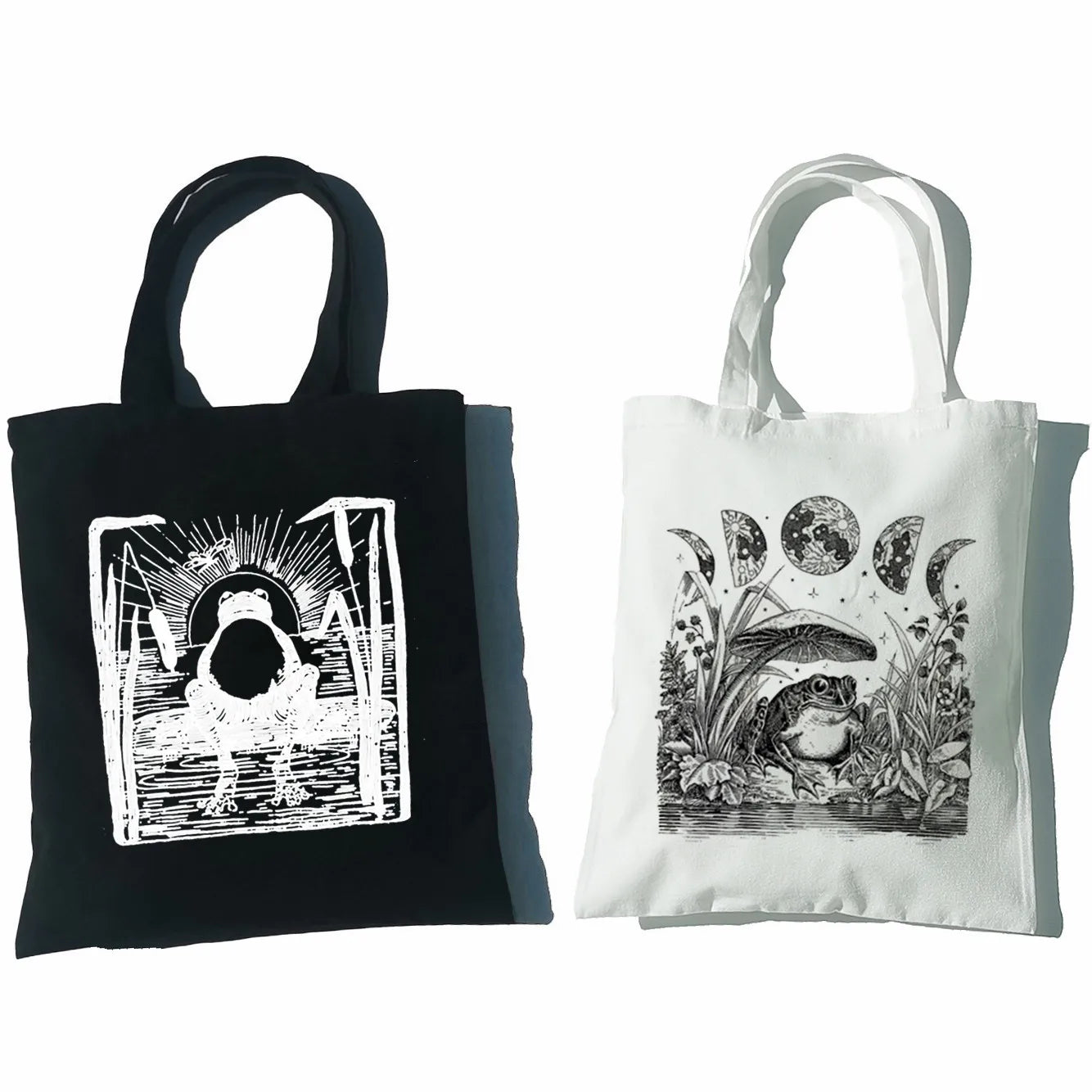 Mushroom Moon Cartoon Women Tote Bag Large Capacity Classic Shoulder Handbag