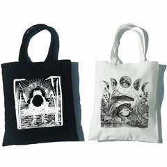 Mushroom Moon Cartoon Women Tote Bag Large Capacity Classic Shoulder Handbag