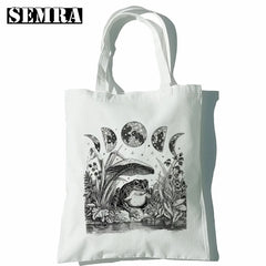 Mushroom Moon Cartoon Women Tote Bag Large Capacity Classic Shoulder Handbag