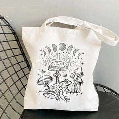 Mushroom Moon Cartoon Women Tote Bag Large Capacity Classic Shoulder Handbag