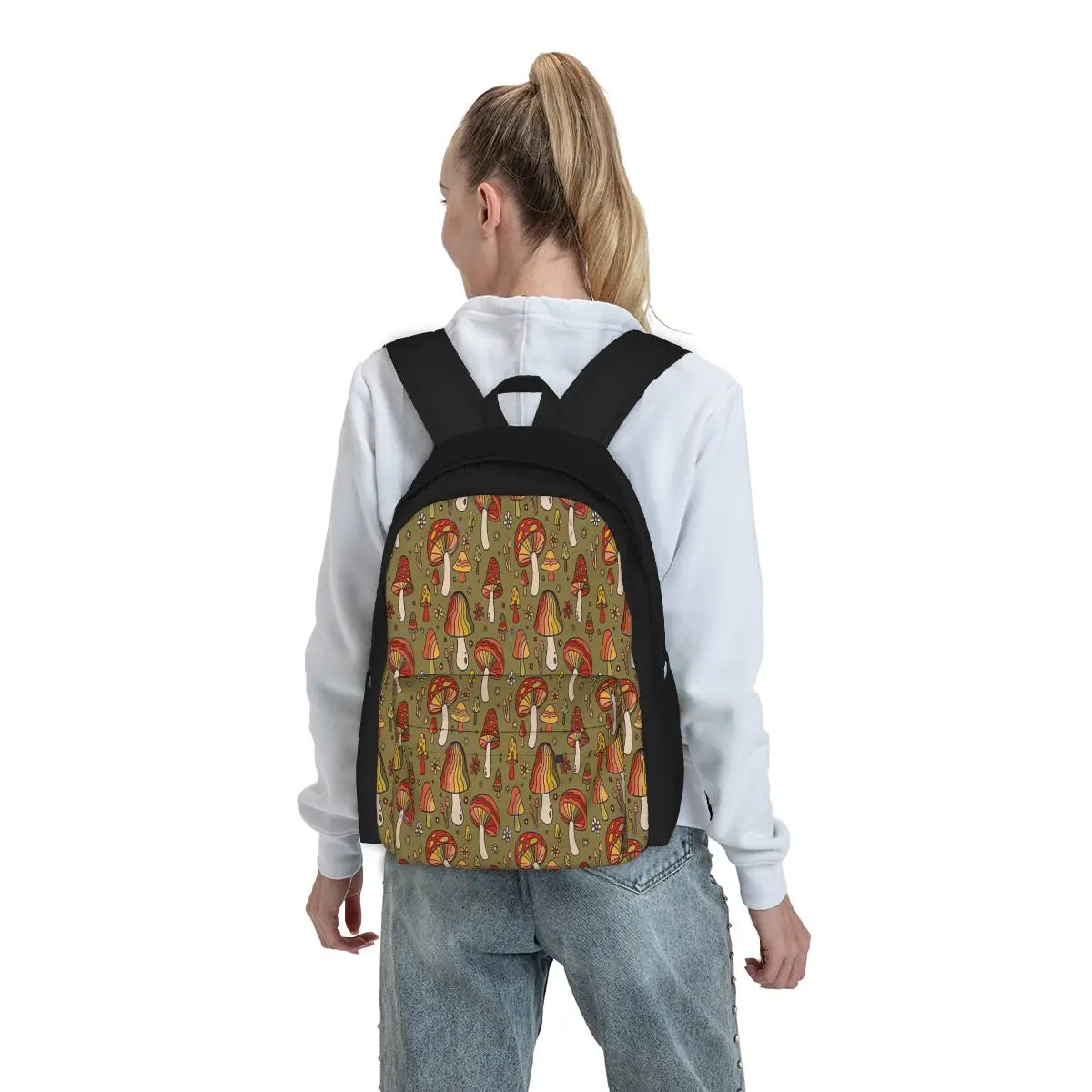 Mushroom Print Backpacks Men's and Women's Bags