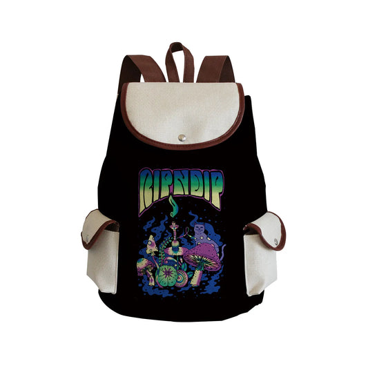 Mushroom Print Eco Friendly Backpack Customizable Personalized Name