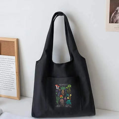 Mushroom Print Vest Bag Canvas Shoulder Bag Large Capacity Tote Bag