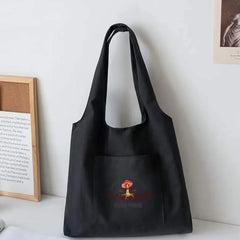 Mushroom Print Vest Bag Canvas Shoulder Bag Large Capacity Tote Bag