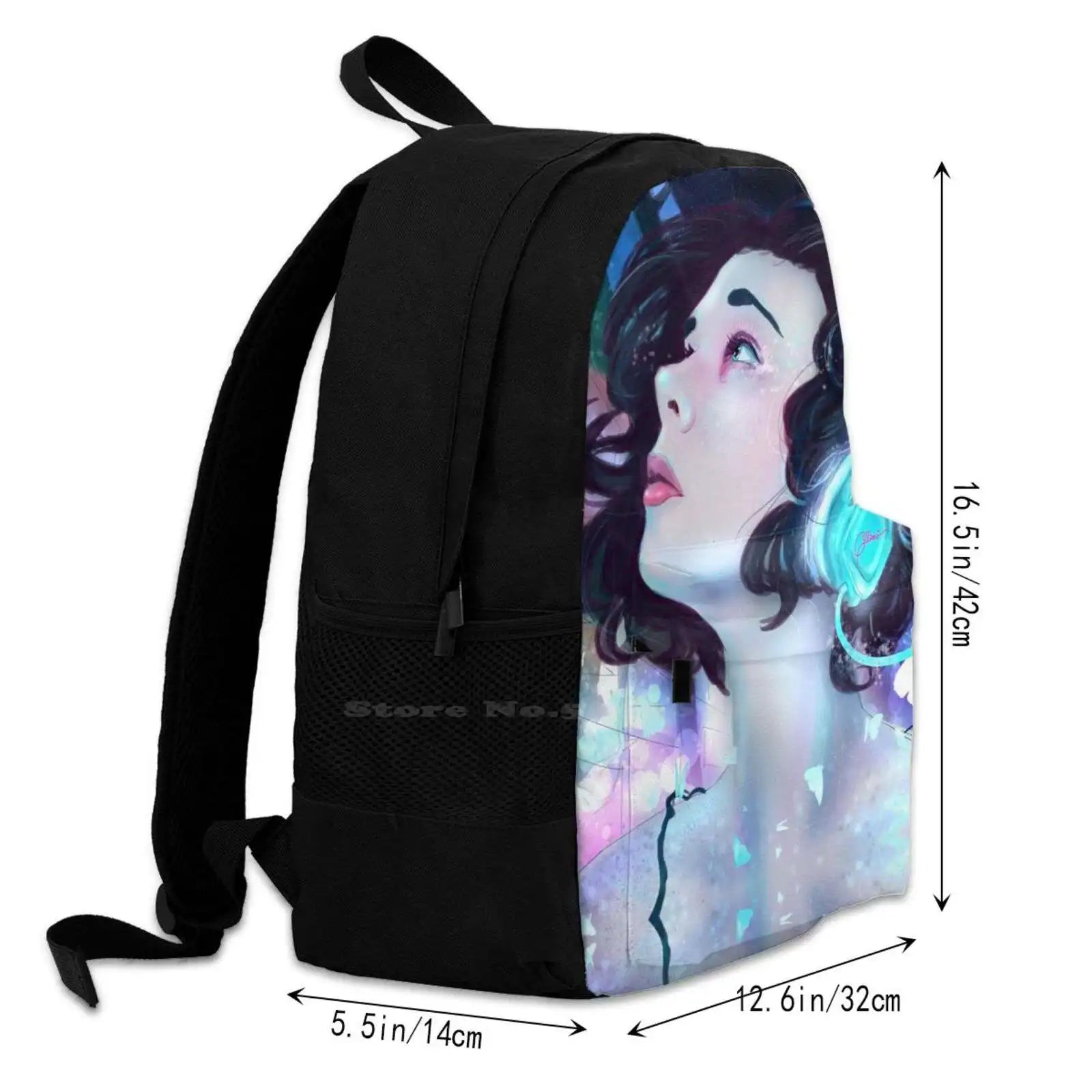Music Bags Travel Laptop Backpack Music Headphones Girls Fantasy Scifi Punk Magi
