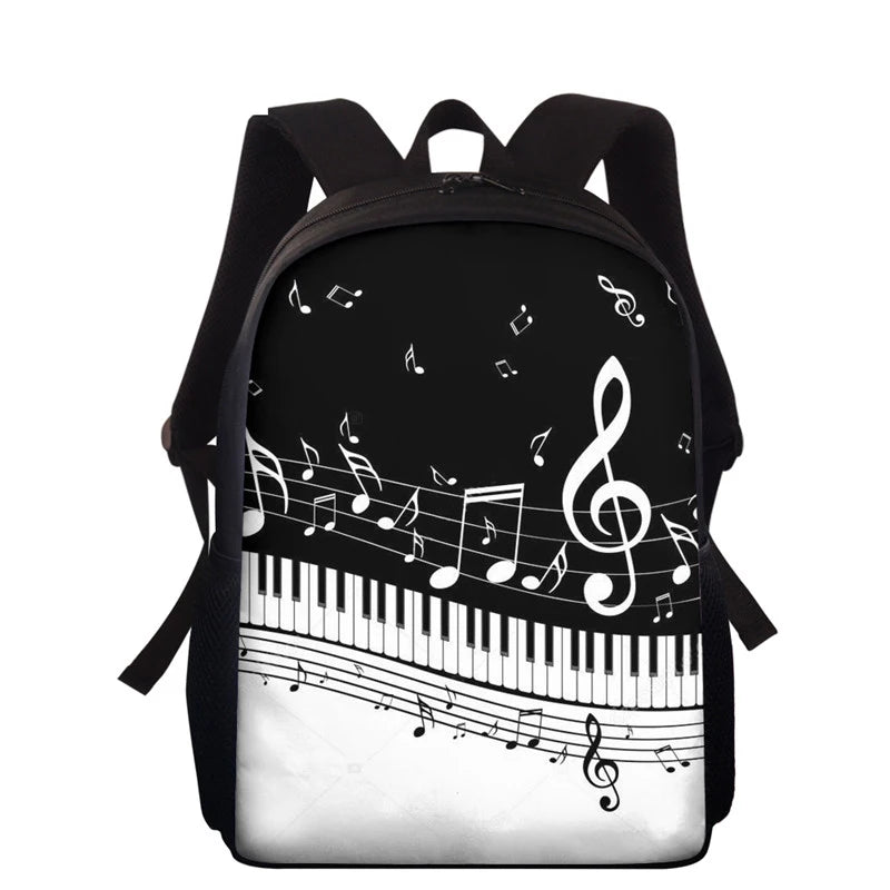 Music Note Schoolbag Piano Keyboard/Guitar Print Kids Book Bags 15inch