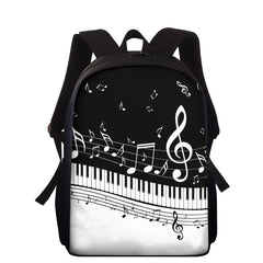Music Note Schoolbag Piano Keyboard/Guitar Print Kids Book Bags 15inch