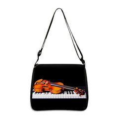 Music Note Print Handbags Women Causal Shoulder Bags Piano Guitar Crossbody Bag