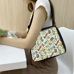 Music Note Print Handbags Women Causal Shoulder Bags Piano Guitar Crossbody Bag