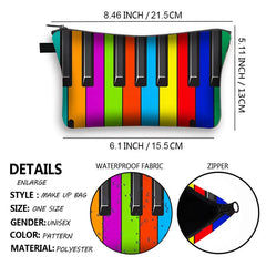 Music Notes Cosmetic Bag Makeup Bag Piano Guitar Storage Travel Case
