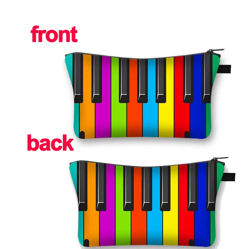 Music Notes Cosmetic Bag Makeup Bag Piano Guitar Storage Travel Case