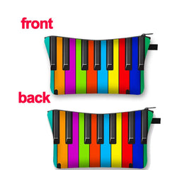 Music Notes Cosmetic Bag Makeup Bag Piano Guitar Storage Travel Case