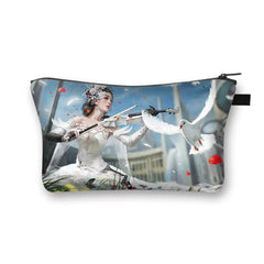 Music Notes Cosmetic Case Women Makeup Bags Piano / Guitar Ladies Storage Bags