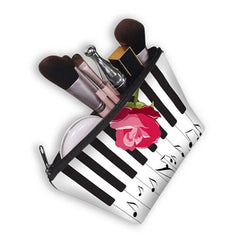 Music Notes Cosmetic Case Women Makeup Bags Piano / Guitar Ladies Storage Bags