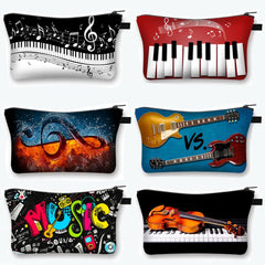 Music Notes Cosmetic Case Women Makeup Bags Piano / Guitar Ladies Storage Bags