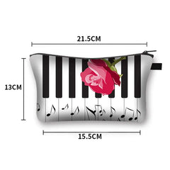 Music Notes Cosmetic Case Women Makeup Bags Piano / Guitar Ladies Storage Bags