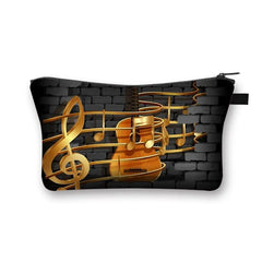 Music Notes Cosmetic Case Women Makeup Bags Piano / Guitar Ladies Storage Bags