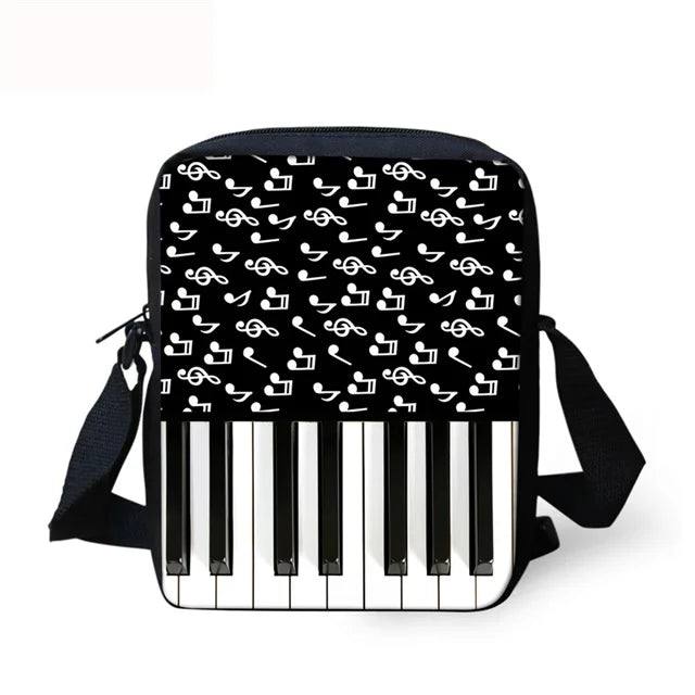 Music Sign Print Messenger Bag Student Casual Cross-body Satchel Handbag